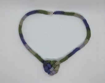 Handknit Cotton Celtic Heart Knot Necklace