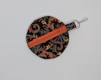 SALE! Festive Black and Multicolored Floral Earbud Pouch