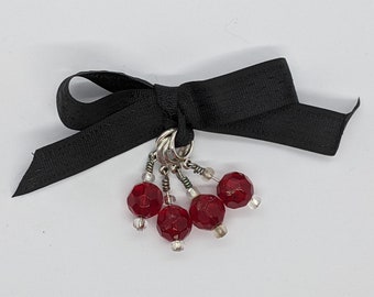 Deep Red Glass Stitch Markers (Set of 4)