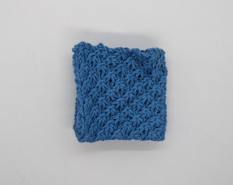 Bright Blue Handknit Washcloth (Star Stitch)