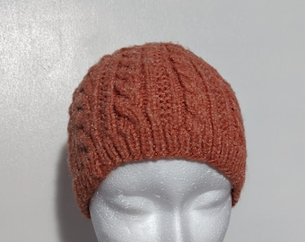 Bonnet torsadé corail scintillant