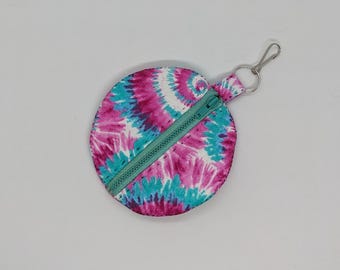 Pochette pour écouteurs tie-dye turquoise et rose