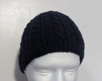 Navy Blue Cabled Knit Hat