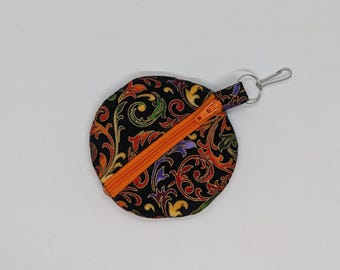 Pochette pour écouteurs florale noire et multicolore festive