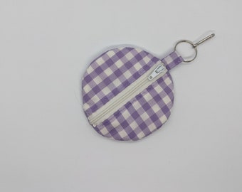 SALE! Purple and White Gingham Earbud Pouch