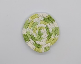 SALE! Handknit Bright Green and White Coaster