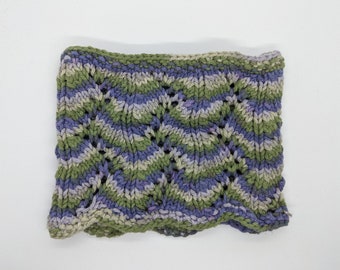 Handknit Purple and Green Lace Cowl