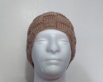 SALE! Handknit Tan Basket weave Hat