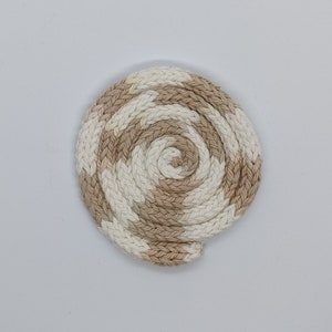 CLEARANCE Handknit Tan and White Coaster image 1
