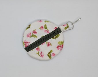SALE! Pink and White Floral Ear Bud Pouch