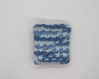 Faded Denim Handknit Washcloth (Star Stitch)
