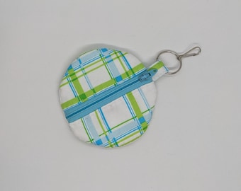 Etui pour écouteurs à carreaux turquoise, citron vert et blanc