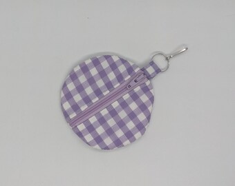 Étui pour écouteurs vichy violet et blanc