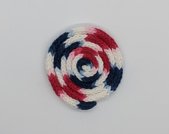 SALE! Handknit Red, White, and Blue Coaster