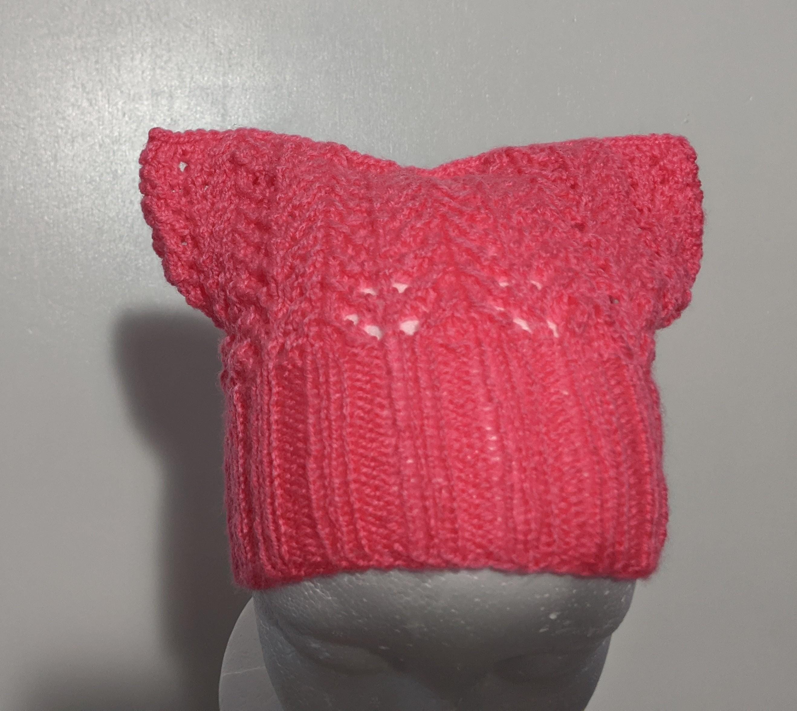 Hot Pink Handknit Lace Cat Ear Hat - Etsy