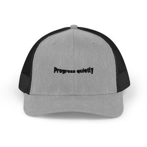 Progress Quietly Snapback Trucker Cap | Minimal Script Embroidery