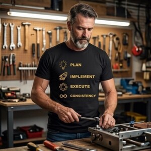 Planen, Umsetzen, Ausführen – Konstanz-T-Shirt | Motivierendes Produktivitäts-T-Shirt Bild 4