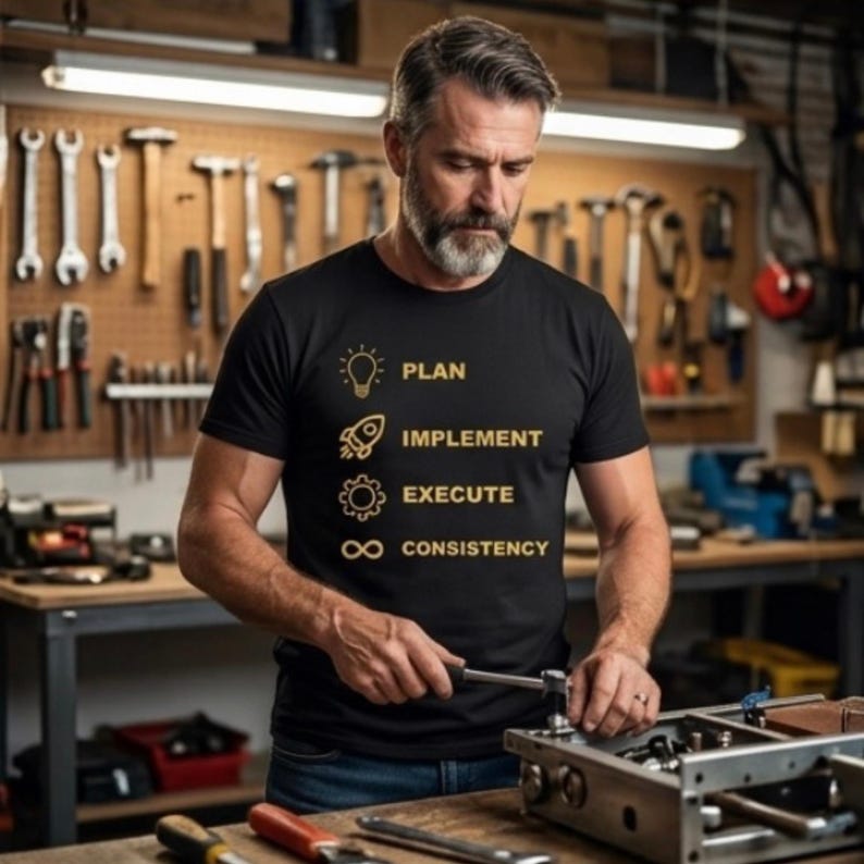 Planen, Umsetzen, Ausführen – Konstanz-T-Shirt | Motivierendes Produktivitäts-T-Shirt Bild 4