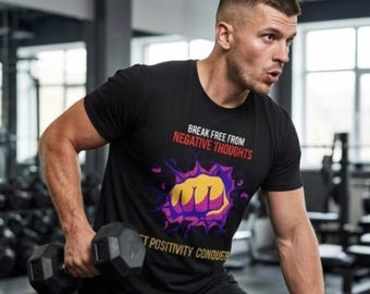 Befreie dich von negativen Gedanken – T-Shirt | Motivierendes Shirt für mentale Gesundheit | Geschenk zur Selbstfürsorge | Sportshirt | Geschenk für ihn | T-Shirt mit geballter Faust