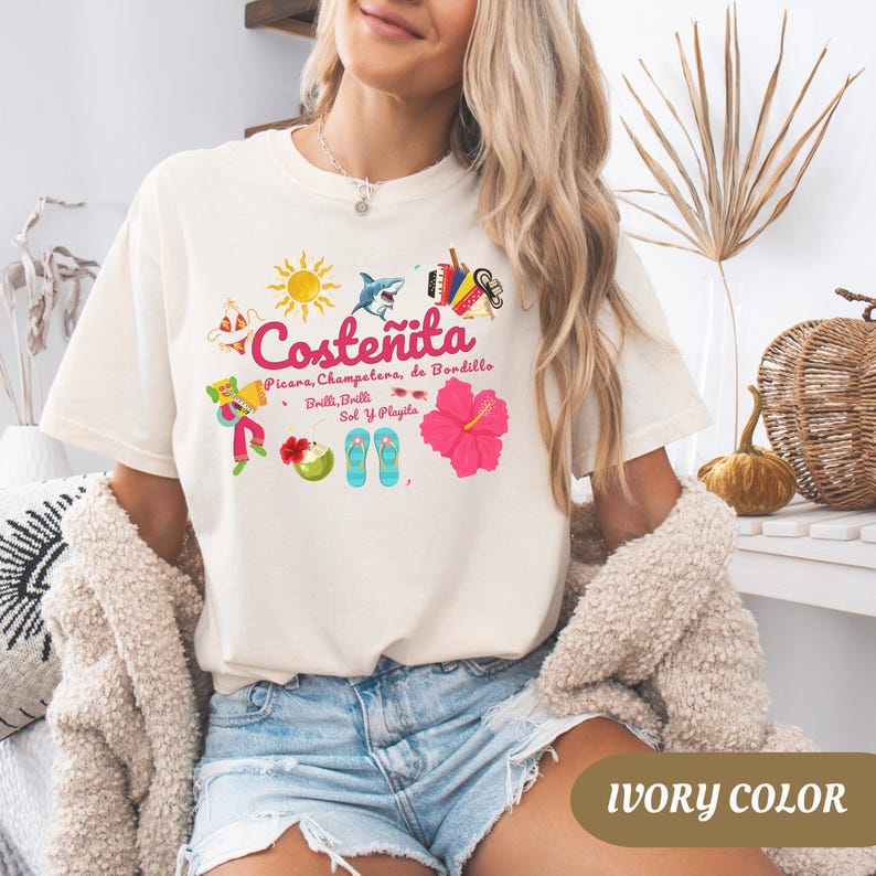 Costeñita Colombia Shirt, Tropical Beach Tee, Latina Pride Tee, Caribbean Summer Vacation, Barranquilla Carnaval Shirt, Colombian Gift image 1