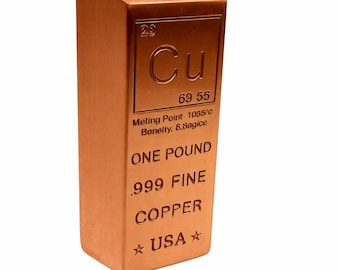 1 lb .999 Fine Copper Ingot - Trapezoid Bullion Bar
