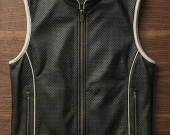 Zwart motorrijvest heren biker mouwloos gilet met ritssluiting