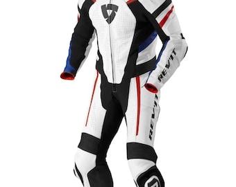 Men’s White Motorcycle Racing Suit, Protective Biker Gear, Handmade Moto Riding Wear