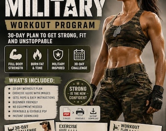 Piano di allenamento ufficiale di calisthenics militare da fare a casa, stampabile per donne e uomini in PDF, sfida di allenamento per tutto il corpo, per perdere peso per l'estate