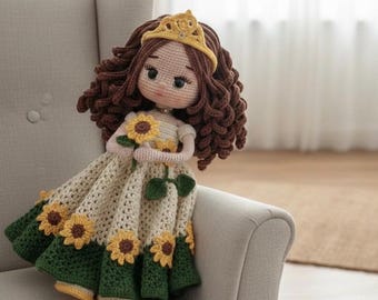 Crochet Sunflower Fairy Doll Pattern | Crochet Princess Doll Pattern | Beginner Amigurumi Doll (PDF Pattern)