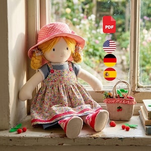 Easy Rag Doll Sewing Pattern PDF – Cloth Doll with Dress, Hair... DIY Handmade Doll (Digital Download)