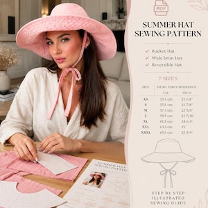 Wide Brim Sun Hat Sewing Pattern | Floppy Beach Hat DIY Tutorial (PDF Download)
