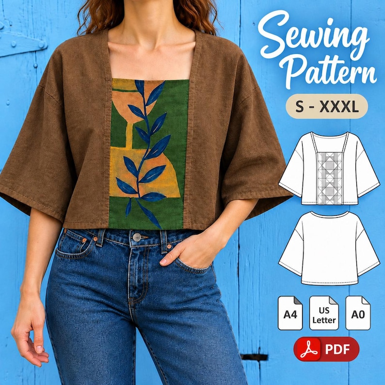 Wide Sleeves Top Sewing Pattern PDF | Boxy Linen Blouse | S–XXXL - Etsy ...