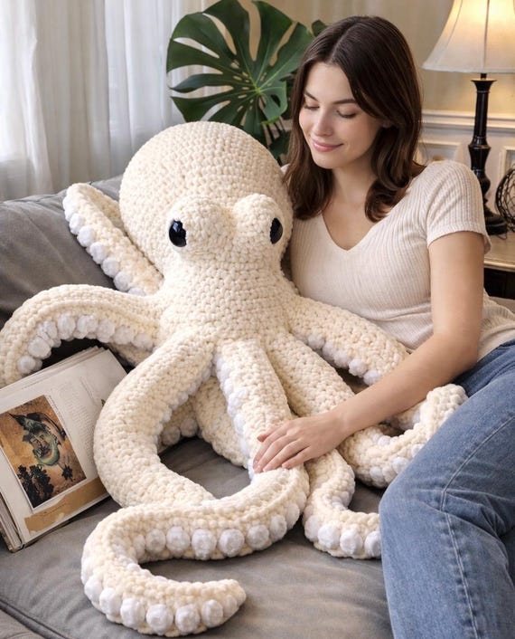 Giant Crochet Octopus Pattern PDF, Large Amigurumi Plush Toy (Instant Download)