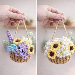 Hanging Potted Flowers Crochet Pattern 8 in 1 Bundle PDF | Wall Crochet Sunflower plant pot | Daisy Potted Plants | Digital download