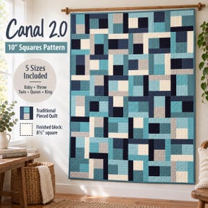 Quiltmönster PDF, 25 cm fyrkantig scrappy förskuren quilt, babypläd Twin Queen King