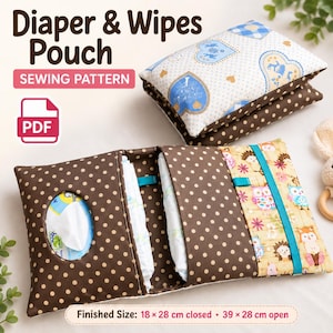 Diaper & Wipes Pouch Sewing Pattern PDF, Baby Changing Clutch, Wet Wipes Case, Nappy Wallet, Beginner Sewing Pattern, Instant Download