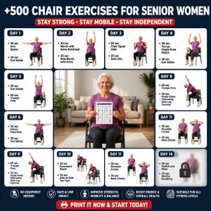 The best Chair Exercises for Senior Women + Chair Yoga Printable Workout PDF Bundle, Home Fitness (Digital Download)