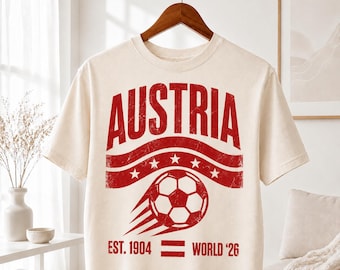 Austria Soccer Shirt 2026, Austria Football Fan Tee, Austria Est 1904 Vintage Soccer T-Shirt, National Team Supporter Gift