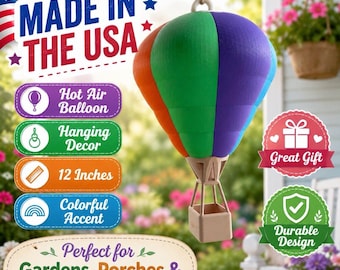 Heißluftballon-Hängedekor - Yard & Art Display Piece Bunt in den USA hergestellt