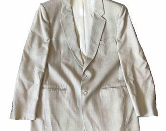Osmuns Custom Belridge Vintage 70-tals Herrkostym i ull- och sidenblandning, rutig fodrad, 46R