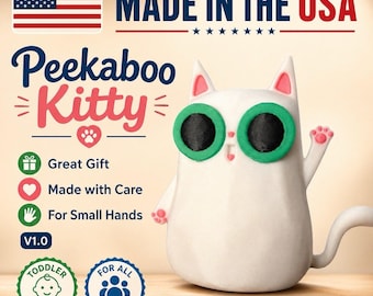 Peekaboo Kitty Fan Art Spielzeug, hergestellt in den USA, Kleinkind getestet, 4-Zoll-Spielspielzeug