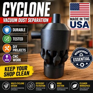 Cyclone Vacuum Dust Collector / Separator Add on for DIY Projects CNC Shop Cleaning