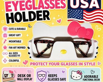 Hello Kitty Fan Art Inspired Eye Glasses Holder / Display Stand For All Size Eye Wear USA Made