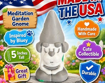 Bluey inspiriert Meditation Gartenzwerg, 5 Zoll große Figur, in den USA hergestelltes Spielzeug