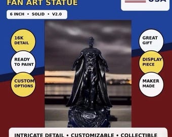Superman Fan Art Staty Figurine 15 cm Man Of Steel Anpassat Konstverk Svart V2.0