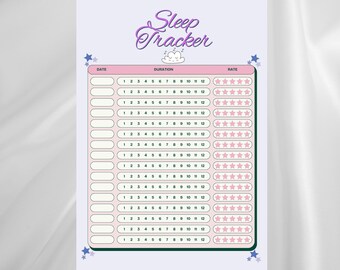 Pastel Sleep Tracker Printable | Daily Sleep Log, Wellness Planner Insert (PDF Download)