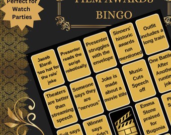 Film Awards Night Bingo – Printable Watch Party Game | 15 Unique Cards | Digital Download