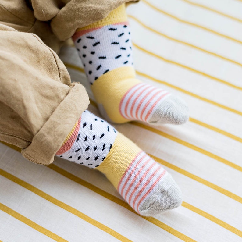 baby socks freckles yellow