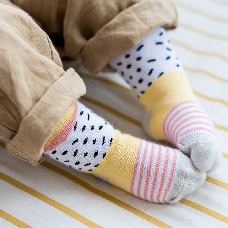 baby socks freckles yellow