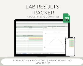 Suivi des résultats de laboratoire | Feuille de calcul des résultats des analyses de sang (Google Sheets) | Journal des médicaments